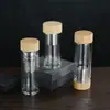 Taza de Vidrio de Doble Capa con Tapa de Bambú, Taza de Agua Creativa, Taza de Regalo Empresarial, Asa de Cuerda Portátil, Taza de Té Resistente al Calor de Alto Borosilicato para Preparar Té