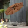 Sombrilla de Patio de 2.7M con Inclinación de Botón y Manivela, Sombrilla para Exteriores con Poste Central de Protección UV, Toldo Práctico para Todo Clima para Patio Trasero, Piscina, Jardín y Uso al Aire Libre