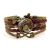 Pulsera de Engranajes Mecánicos Steampunk con Gema del Tiempo Símbolo Infinito Mariposa Marrón Pulsera Tejida Multicapa Venta al por Mayor