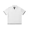 Camisa polo blanca de hombre de manga corta, estilo nuevo verano 2026, dos piezas de imitación, holgada, versátil, transpirable, top tipo camiseta al por mayor
