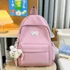 Mochila Estilo Japonés Fresca y Linda para Estudiantes Niñas, con Bordado y Moño, Color Sólido Elegante Mochila de Viaje