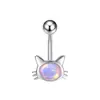 Amazon Transfronterizo Nuevo Gatito Incrustado Oval Diamante Mocha Anillo para Ombligo Acero Inoxidable Joyería para Piercings Corporales Europa y América
