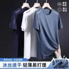 Camiseta de Manga Corta para Hombre de Marca de Verano de Moda, de Hielo de Seda Drapada, Malla Fina de Secado Rápido, Holgada, Estilo Coreano, Talla Grande, Top de Playa