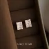 Pendientes de Moda Geométricos Cuadrados con Circonita Microincrustada, Versátiles para el Trabajo, Simples y Únicos, de Nuevo Estilo, Muy Brillantes y Luminosos