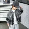 Chaqueta de mezclilla de otoño para niños, talla pequeña y mediana, con cuello pequeño, corte holgado, casual, versátil, a la moda, moderna, elegante, chaqueta de manga larga