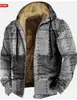 Jaqueta Masculina de Algodão Retro Europeia e Americana com Forro de Lã Espessada Jaqueta de Algodão de Inverno com Zíper e Capuz Inverno