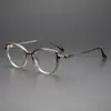 Novos Óculos de Metal Estilosos e Requintados Gatinho com Lentes Planas Anti-Luz Azul, Armação de Óculos Tendência e Versátil F6016