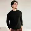 Suéter de cachemira para hombre, 100% cachemira de cabra pura, nuevo estilo otoño e invierno, cuello semi-alto, corte ajustado, tejido de punto, suéter de punto cálido