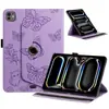 Adequado para capa de tablet iPad A16, Samsung Tab S12plus padrão lichia borboleta capa com suporte giratório 360 graus