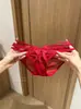 Sombra de Mariposa de Gasa Transparente~Lencería Sexy de Encaje con Lazo 3D Francés Bragas de Algodón Puro Transpirable Triángulo Hueco