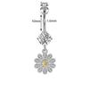 Colgante de Flor de Circonita con Incrustaciones de Cobre de Venta Caliente Europeo y Americano Anillo para el Ombligo Pequeña Margarita Uña para el Ombligo Acero Inoxidable Joyería para Perforación al por Mayor