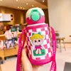 Taza Isotérmica Infantil, Modelo Nuevo para Niñas, Vaso con Popote, Botella de Agua Portátil Doble Uso para Niños que Van a la Escuela