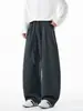 Calça de moletom longa masculina, marca da moda de outono, resistente, plissada, folgada, perna larga, esportiva, perna reta, calça casual, estilo americano