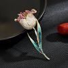 Broche de Rosa Fresco e Elegante para Mulheres, Corsage de Flor Esmaltado com Gotejamento de Óleo, Design Estéreo de Zircônio em Cores Vivas, Versátil e Exquisito