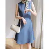 Vestido de alta costura de triacetato, vestido tipo tank francés de alta gama de 2 colores, nuevo vestido de mujer de longitud media 2026 para verano
