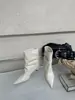 Botines de pierna ancha estilo europeo y americano, punta fina, tacón de aguja, color blanco, negro y café, talla de adulto, estilo coreano, colección de primavera