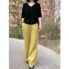 9198 Da Ai Mei Yi Yuan Nova Coleção Primavera/Verão 2026 Camisa Básica Preta e Calça Wide Leg Amarela Moda Elegante Emagrecedora Tendência Feminina