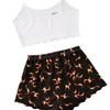 Nuevo conjunto de casa con top de tirantes con estampado de ángeles y shorts con estampado de llamas TL9386