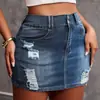 Falda de Verano Sexy Irregular de Moda Deshilachada Europea y Americana Transfronteriza de Amazon Shorts de Mezclilla para Mujer