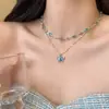 Verão Fresco Colar Borboleta Dupla Camada High-End Acessórios Corrente Clavicular Nicho Luxo Acessível Gargantilha