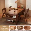 Mesa de Jantar Toda em Madeira Maciça para Uso Doméstico, Adequada para Apartamentos Pequenos, Mesa de Jantar Simples para Casa Alugada, Mesa de Jantar e Cadeiras na Cor Nogueira, Mesa Ilha, Balcão de Bar com Armazenamento