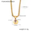 Collar geométrico redondo con colgante de circonita incrustada de moda europea y americana, chapado en acero de titanio y oro real de 18 quilates, estilo bloguero INS con cadena de clavícula.