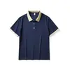 Fábrica de comercio exterior transfronterizo camiseta polo de seda helada con sensación de frescura corte regular bicolor transpirable cuello camisero manga corta para hombre