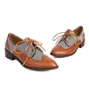 Zapatos para mujer en tallas 34-46 para todas las estaciones, con suelas de goma de color block, tacones cuadrados de cordones, tallas grandes, zapatos de tacón medio para mujer
