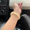 Mismo Estilo Xiaohongshu Pulsera Auténtica de Jade Color Dorado Champán Pulsera de Jade Tipo Hielo Alto para Mujer Espuma de Agua Tipo Hielo de Jade Regalo Calcedonia