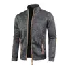 Suéter de punto con cremallera larga para hombre, mangas finas de terciopelo, top moderno, suéter con empalme articulado, chaqueta, talla grande para hombre