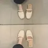 Mocasines Chuyuji de tacón bajo y punta cerrada para mujer, zapatos de una pieza sin talón de estilo bohemio tejido para mujer