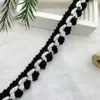 Borde de Hongo de 2 cm Negro y Blanco Lana Trenzada Encaje Pequeño Fragante Cinta de Encaje para Manualidades Accesorios de Ropa Borde de Ropa Tapeta Puños
