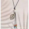 Collar de Cuentas Cerámicas en Forma de Corazón para Mujer Nuevo Estilo Chino Retro Cuerda Trenzada Gargantilla Estilo Chino Zen Hanfu