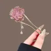 Nuevo Elegante Pasador de Pelo de Rosa Estilo Chino para Mujer, Pasador en Forma de U para la Parte Posterior de la Cabeza, Artefacto para el Pelo, Accesorios Modernos de Alta Gama para el Cabello, Estilo Chino