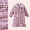 Camisola Infantil Outono e Inverno 2024 Novas Roupas para Casa para Meninas Roupão de Banho Forrado de Lã Engrossado Pijama Infantil Médio e Longo