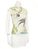 Novo Top Assimetrico Retro Estilo Chinês com Estampa Floral, Manga Curta, Recortes Vazados e Gola Alta, Estilo Cheongsam Modificado com Design de Cintura Ajustada