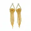 Pendientes de Hilo Dorado con Forma de Panal y Flor de Rosa con Borla de Circonita Pendientes Chapados en Oro Real Pendientes Ligeros de Lujo de Alta Gama para Mujer