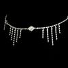 Cadena de cintura de diamantes de imitación de moda, accesorios de cristal artificial brillante, cadena para el cuerpo con borla, cadena para accesorios de danza del vientre para desfile de ropa interior de personalidad