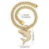 Colgante de Tiburón Hip Hop Europeo y Americano de Alta Calidad Moda Aleación de Diamante Cuadrado T Cadena Cubana Colgante Venta de Fábrica