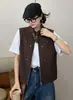 Outono de 2026 Nova Moda Vintage Versátil Cor Sólida Camada Solta Jaqueta Colete Casual Top Feminino Tendência