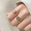 Anillo Pequeño Cubo de Azúcar para Mujer, Abertura Ajustable, Anillo Versátil de Imitación Jade, de Alta Gama, de Aspecto Elevado, Diseño de Nicho Delicado