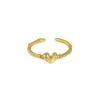 629 Estilo Coreano Ins Diseño de Nicho Minimalista Versátil Forma de Corazón Microincrustado Circonita Plata de Ley S925 Anillo Abierto Fino para Mujer