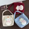 Bolso Cruzado de Peluche con Muñeco de Nieve Estilo Coreano Otoño e Invierno Bolso Tote Grande con Bordado de Perro Lindo para Mujer