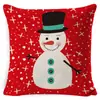 Cojín festivo navideño transfronterizo de Amazon con diseños de renos y muñeco de nieve, cojín colorido para respaldo de sofá