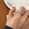 Anillo Retro Vintage Exagerado con Letra Estilo Coreano para Mujer, Moda Hip-Hop Personalizado Anillo Abierto Chapado en Plata 925 Ins