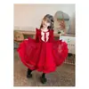 Vestido Infantil Estilo Western Outono e Inverno 2024 Novo Vestido Princesa Infantil Vestido de Véu Ponte Saia Outono e Inverno