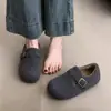 2026 Aumento Interior Estatura Baja Zapatos Birkenstock Mujer Suela Gruesa Con Terciopelo Otoño e Invierno Nuevos Mocasines Zapatos de Algodón con Piel Zapatos Birkenstock