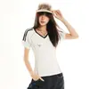 Naranja Infantil # Nuevo Estilo de Verano Camiseta Casual de Manga Corta de Color Contrastante para Mujer, Corte Ajustado, Adelgazante, Cubre el Cuerpo, Top de Mujer Moderno y Versátil