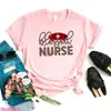 Camiseta Divertida para Mujer con Estampado de Letras de Enfermera Leopardo ECG Heal Lov