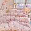 Conjunto de Quatro Peças de Gaze Dupla Personalizado pelo Fabricante, Algodão Lavável, Conjunto de Três Peças Lavável à Máquina, Lençol de Cama Doméstico, Roupa de Cama Lavável à Máquina